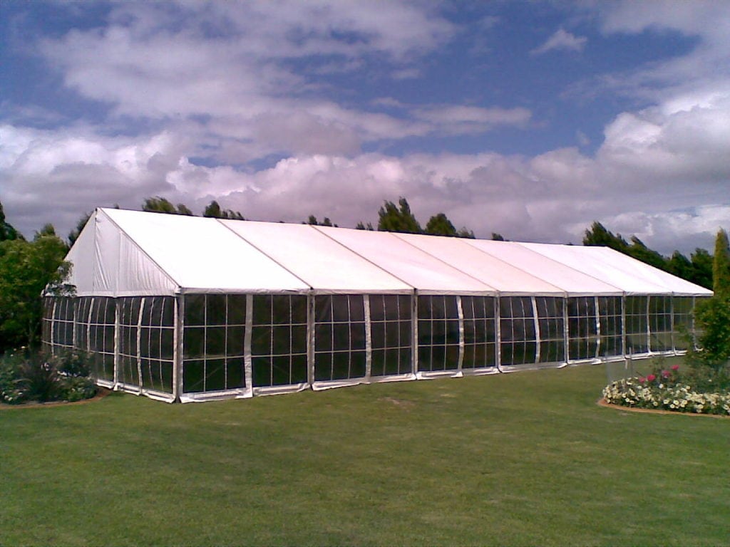 Large clear marquee setup