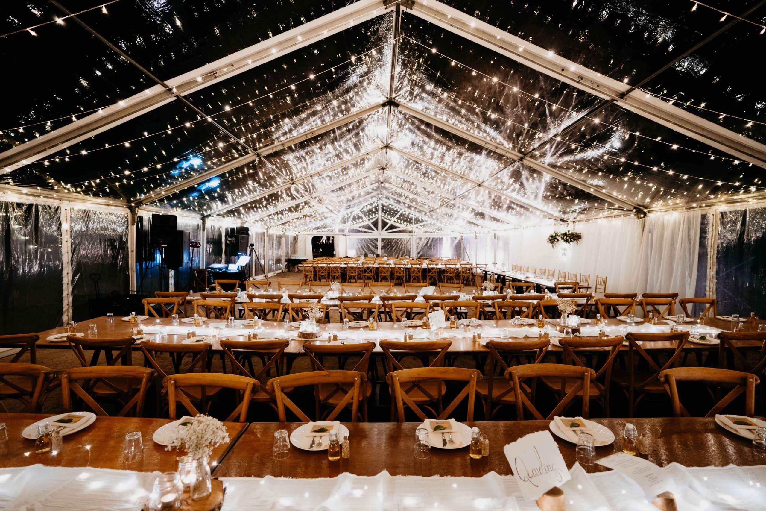 Clear Marquee with bright lights