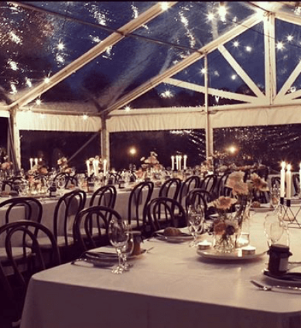 clear marquee with table